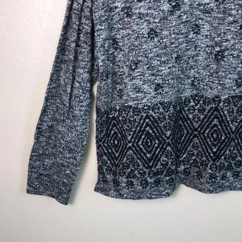 J.‎ JILL Women Large Grey Black Cozy Cotton Modal Wool Long Sleeve Tunic Sweater